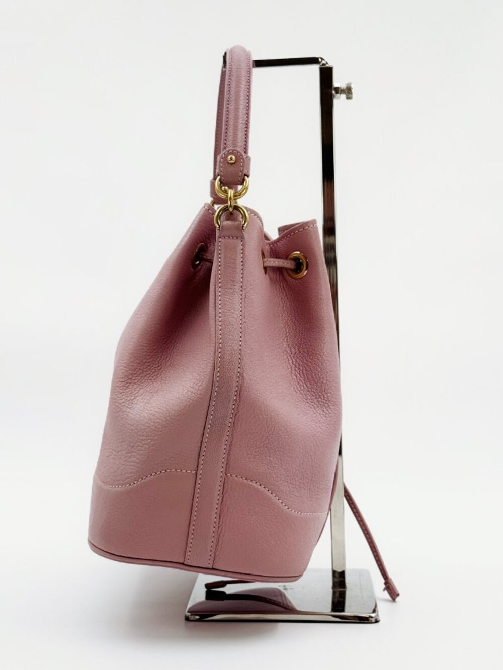 Salvatore Ferragamo Millie Pink Leather Bucket Bag 2-Way Shoulder Crossbody - Picture 5 of 14